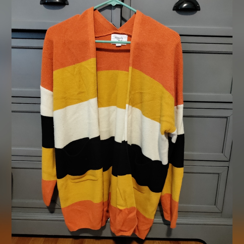 Unique Vintage / Magnolia Park candy corn colors sweater, one size fits all